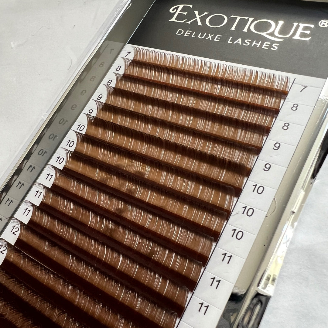 Brown lash Trays Mixed & single Lengths 7-14mm CC Curl 0.05s