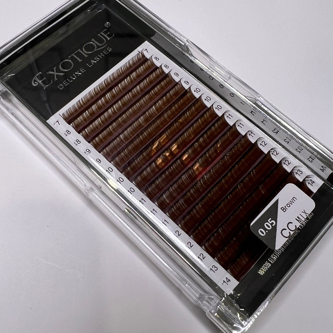Brown lash Trays Mixed & single Lengths 7-14mm CC Curl 0.05s