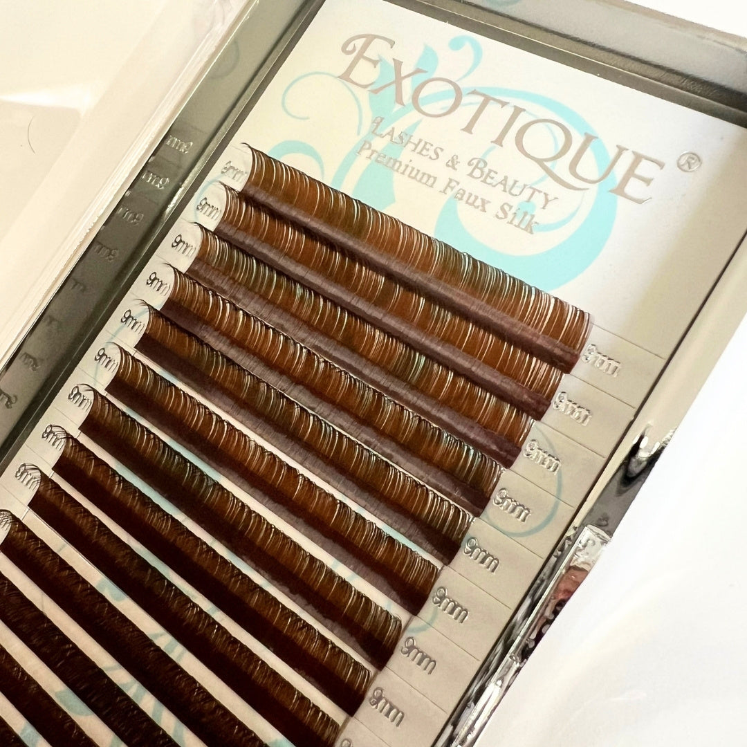 Brown lash Trays Mixed & single Lengths 7-14mm CC Curl 0.05s