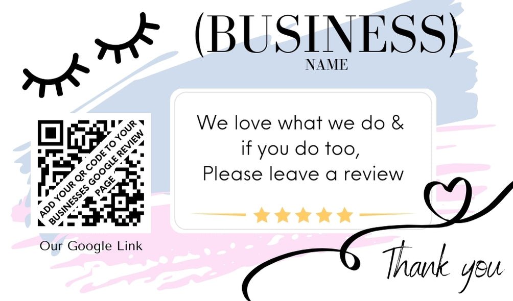 Client Thank you Google Review Cards - Exotique Lashes