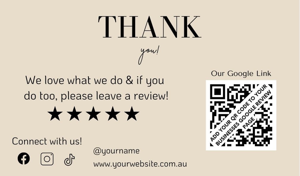 Client Thank you Google Review Cards - Earth Tones - Exotique Lashes