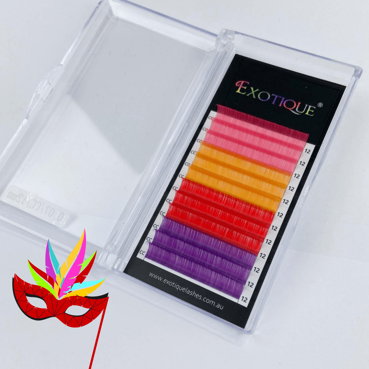 Coloured Lashes - 12 Rows 0.07 CC Curl 4 styles - Exotique Lashes