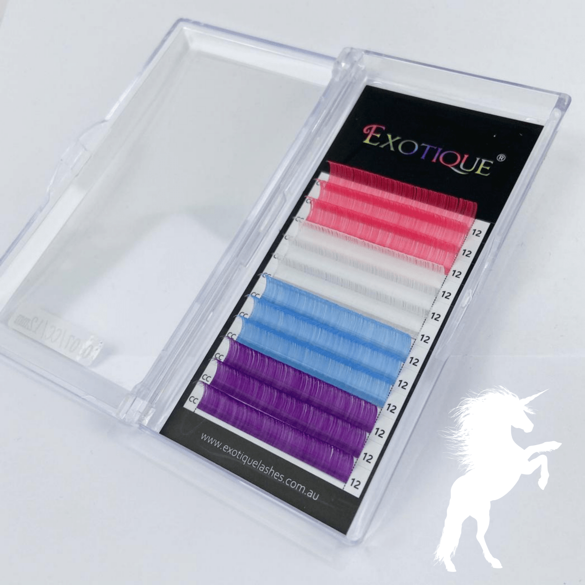 Coloured Lashes - 12 Rows 0.07 CC Curl 4 styles - Exotique Lashes