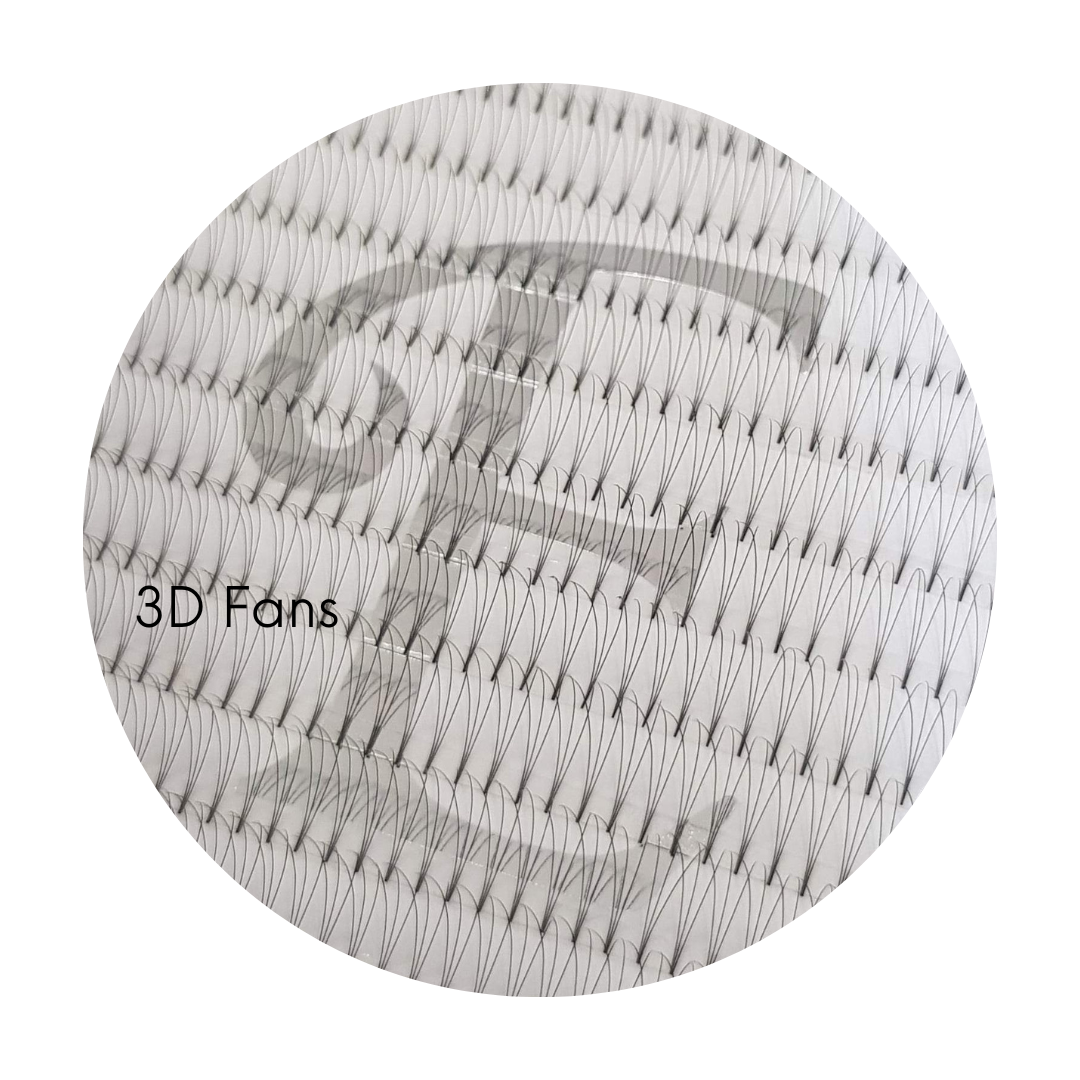 Premade Fans Mega Mixed Lash Trays 0.07 Ultra Black Heat Bonded 3D, 4D and 5D