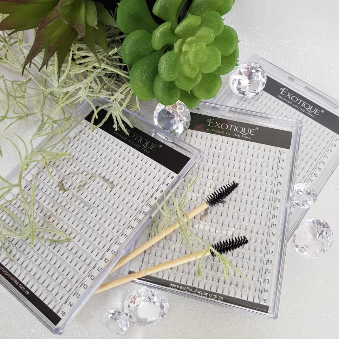 Premade Fans Mega Mixed Lash Trays 0.07 Ultra Black Heat Bonded 3D, 4D and 5D