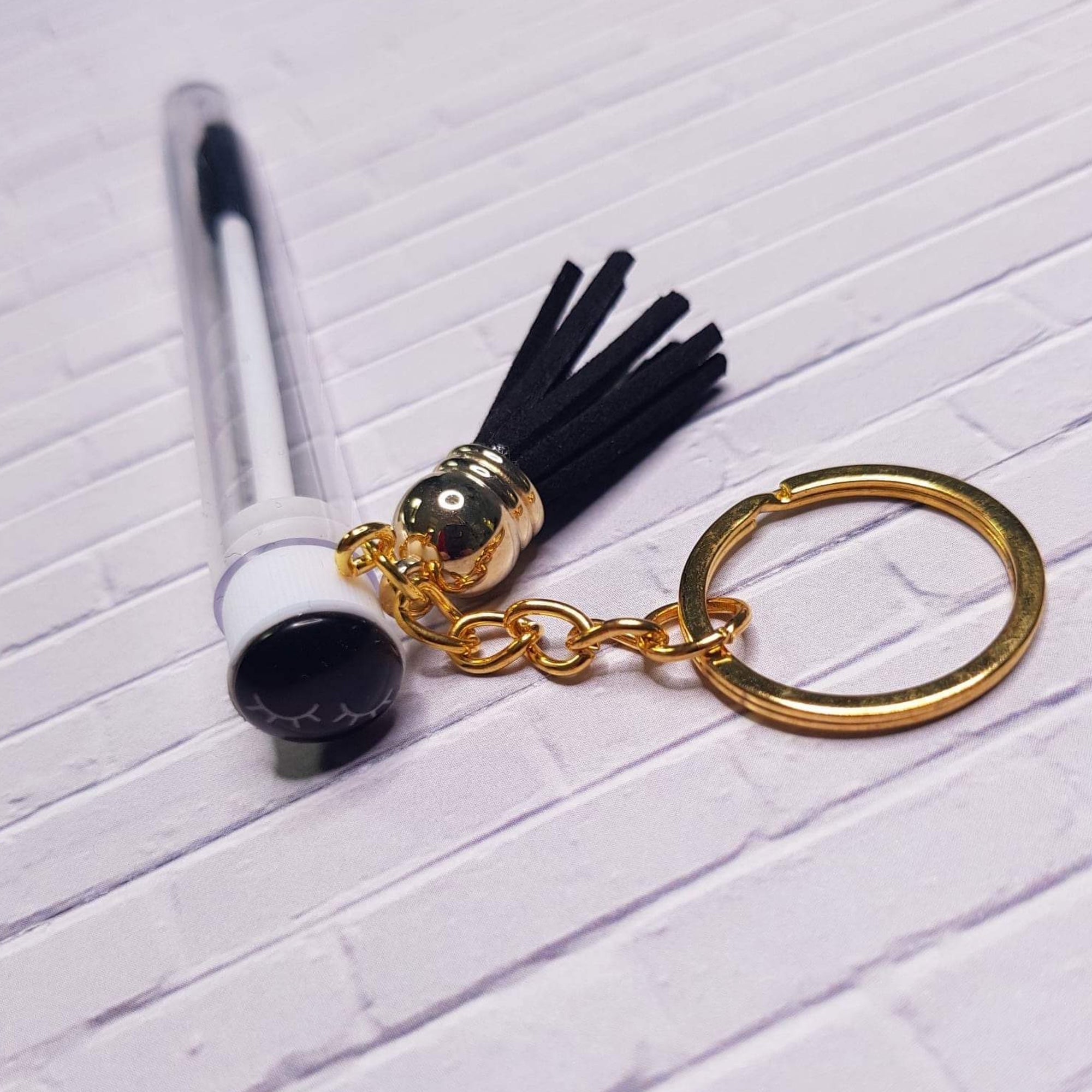 Mascara Wand Keyring with leather Tassel