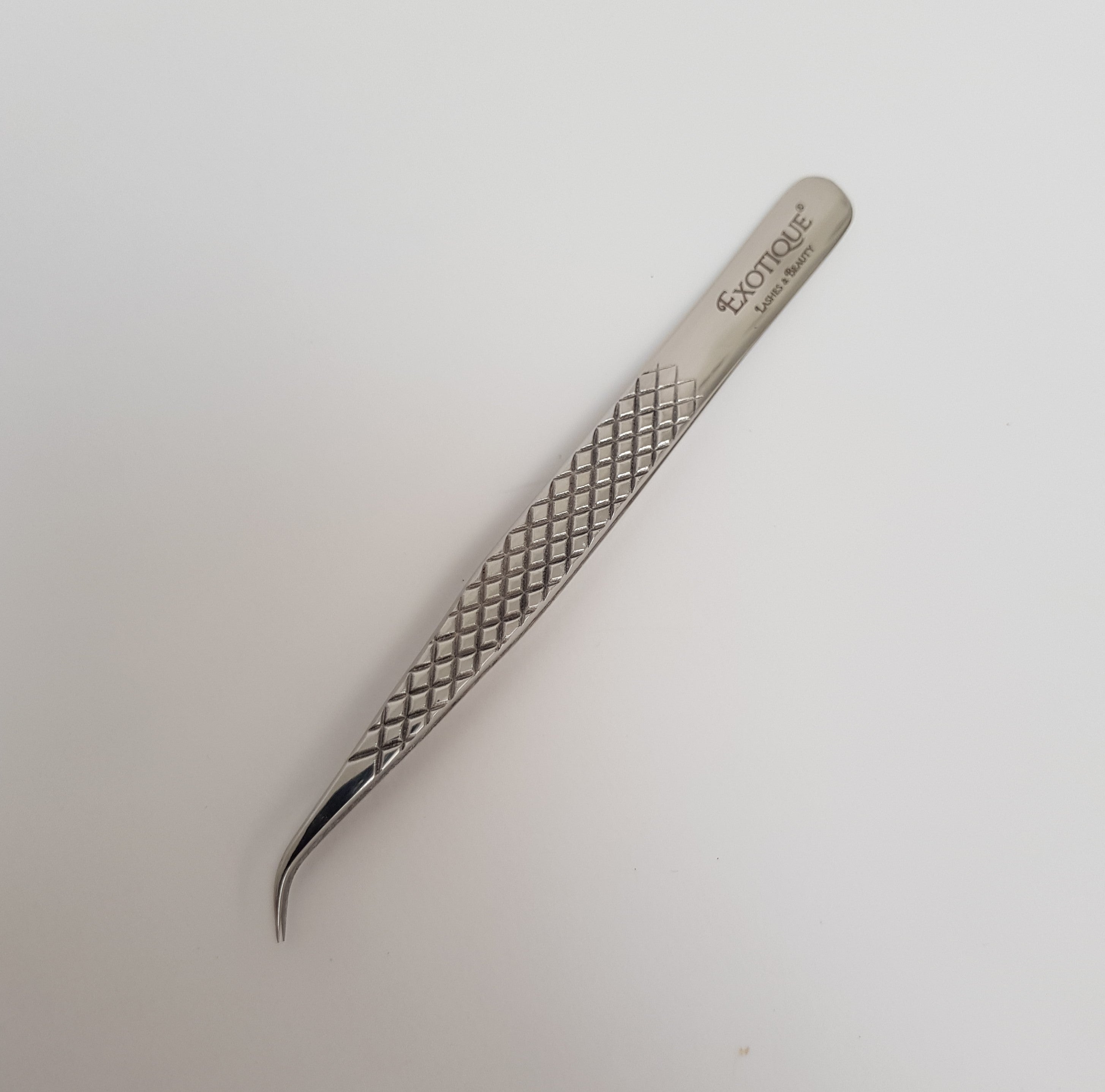 Tweezer Silver - Short Slight Curved Tip - Exotique  Lashes