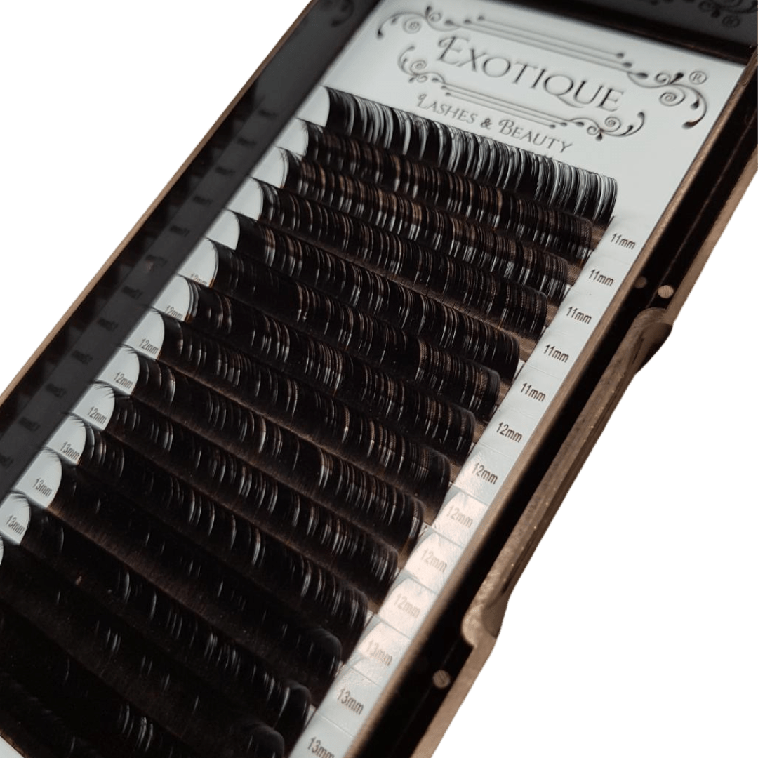 0.10 and 0.12 Mixed lash trays. Small Sizes & larger Size Lash Trays. C & D Curls - Exotique Lashes