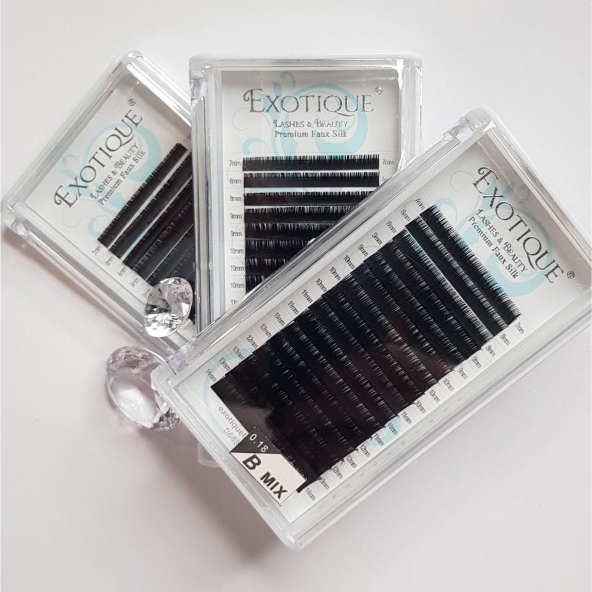 0.18 B, C or D Curls Mixed length Lash Trays 7mm - 14mm by Exotique Lashes - Exotique Lashes