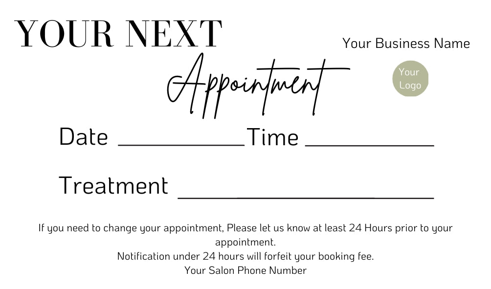 Appointment Card Template Green - Exotique Lashes