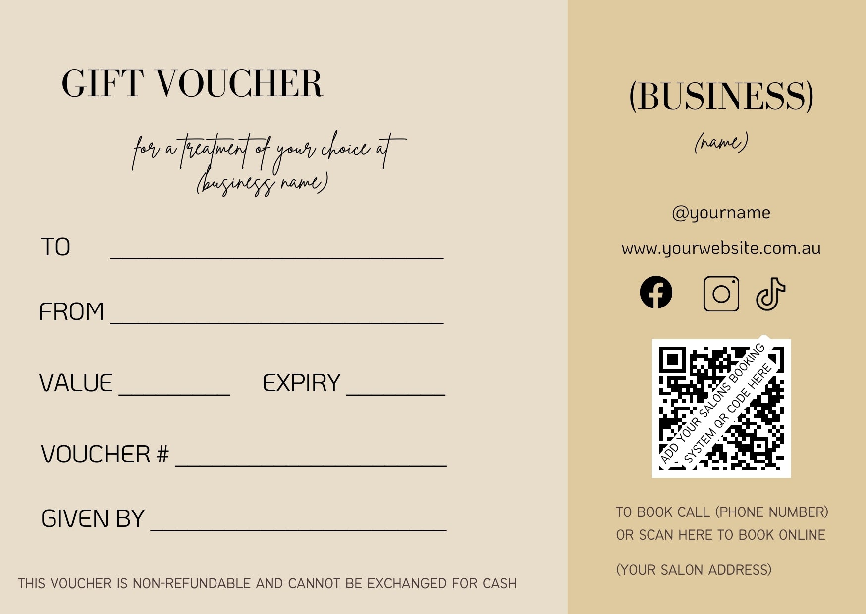 Gift Voucher Template - Beige Tones