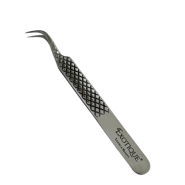 Strong Curved Tweezer for Eyelash Extensions Shiny Finish