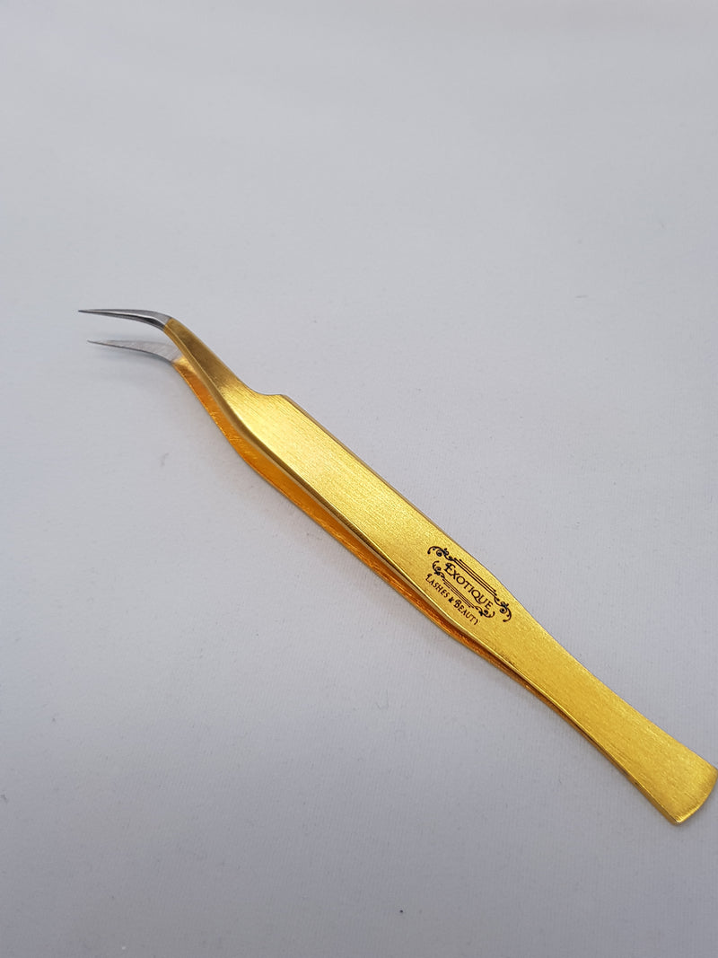 Gold Curved Tweezer for Volume Lashing Extensions