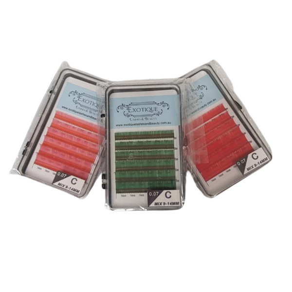 Coloured Lash Trays 0.07, 3 Trays of coloured Lashes - On Sale